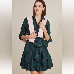 NWT Vineyard Vines Tartan PLAID Long Sleeve Taffeta Shirt dress coastal preppy